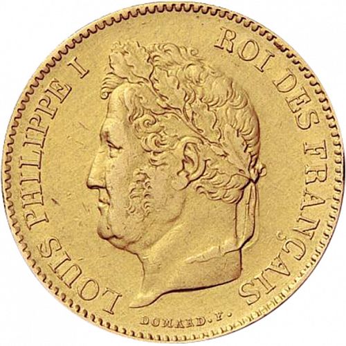 40 Francs Obverse Image minted in FRANCE in 1831A (1830-1848 - Louis Philippe I)  - The Coin Database