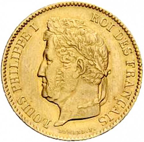 40 Francs Obverse Image minted in FRANCE in 1833A (1830-1848 - Louis Philippe I)  - The Coin Database