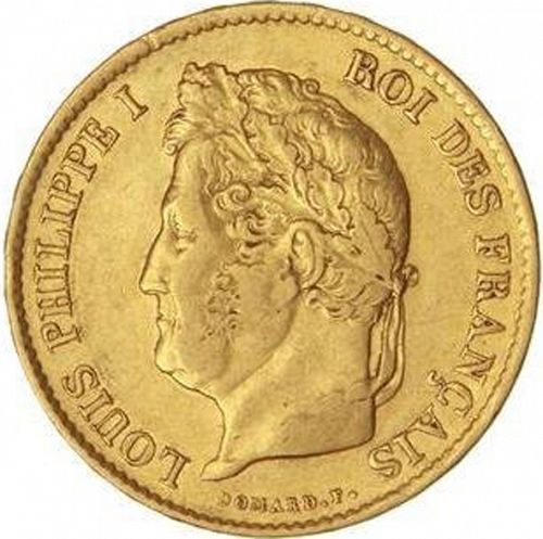 40 Francs Obverse Image minted in FRANCE in 1834A (1830-1848 - Louis Philippe I)  - The Coin Database