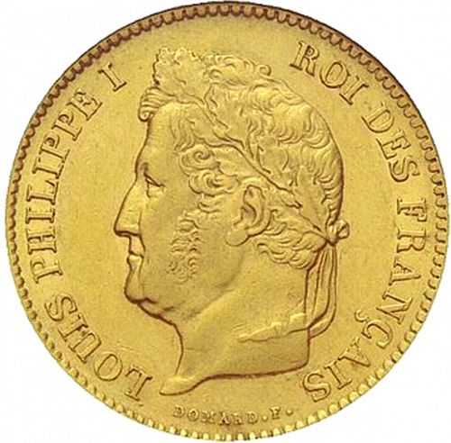 40 Francs Obverse Image minted in FRANCE in 1836A (1830-1848 - Louis Philippe I)  - The Coin Database