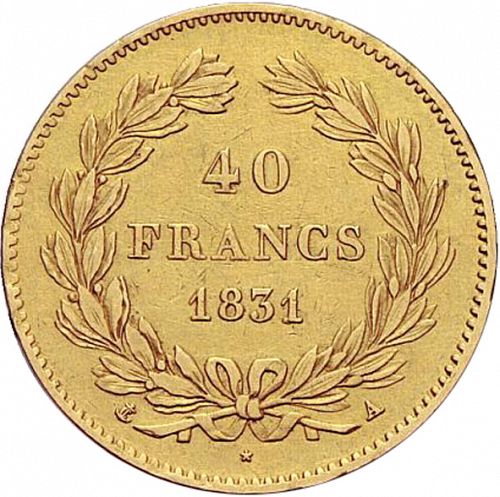40 Francs Reverse Image minted in FRANCE in 1831A (1830-1848 - Louis Philippe I)  - The Coin Database