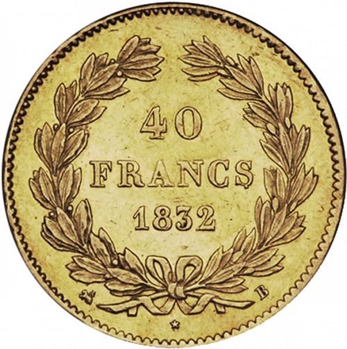 40 Francs Reverse Image minted in FRANCE in 1832B (1830-1848 - Louis Philippe I)  - The Coin Database