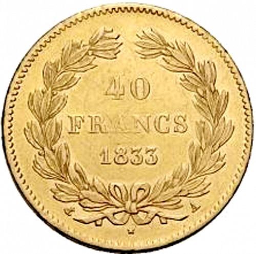 40 Francs Reverse Image minted in FRANCE in 1833A (1830-1848 - Louis Philippe I)  - The Coin Database