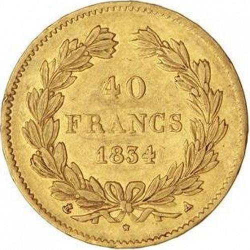 40 Francs Reverse Image minted in FRANCE in 1834A (1830-1848 - Louis Philippe I)  - The Coin Database