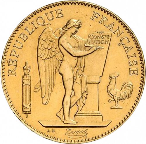 50 Francs Obverse Image minted in FRANCE in 1889A (1871-1940 - Third Republic)  - The Coin Database