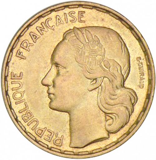 50 Francs Obverse Image minted in FRANCE in 1953 (1947-1958 - Fourth Republic)  - The Coin Database