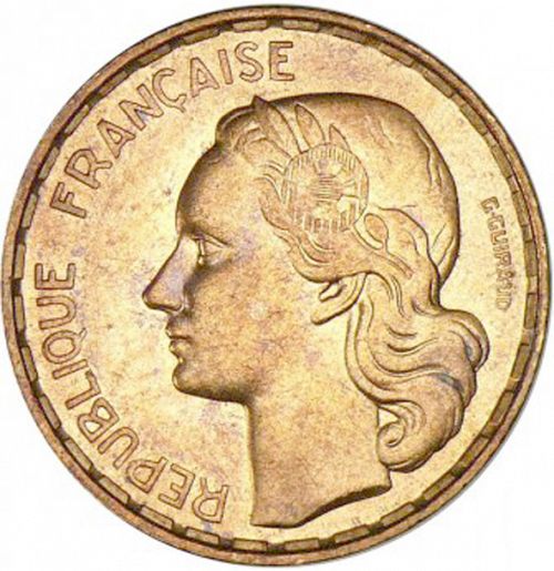 50 Francs Obverse Image minted in FRANCE in 1954 (1947-1958 - Fourth Republic)  - The Coin Database
