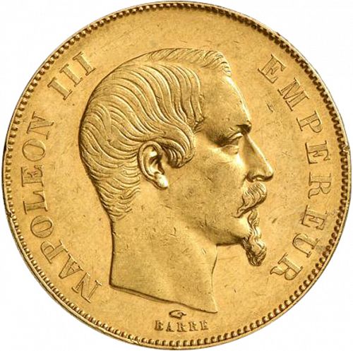50 Francs Obverse Image minted in FRANCE in 1856A (1852-1870 - Napoléon III)  - The Coin Database