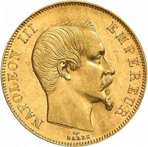 50 Francs Obverse Image minted in FRANCE in 1859A (1852-1870 - Napoléon III)  - The Coin Database