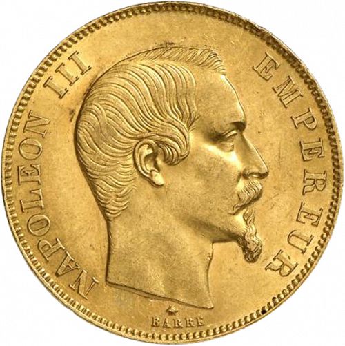 50 Francs Obverse Image minted in FRANCE in 1859BB (1852-1870 - Napoléon III)  - The Coin Database