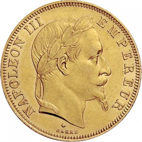 50 Francs Obverse Image minted in FRANCE in 1862A (1852-1870 - Napoléon III)  - The Coin Database