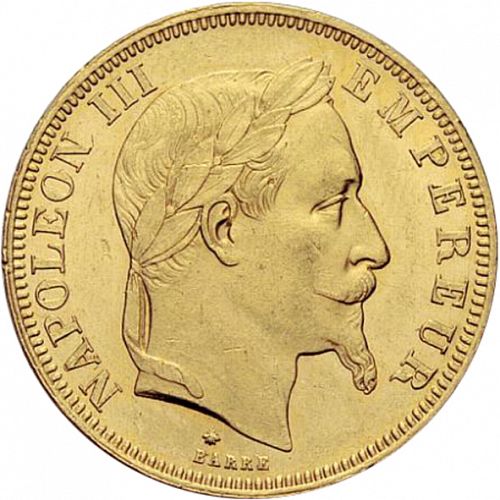 50 Francs Obverse Image minted in FRANCE in 1868A (1852-1870 - Napoléon III)  - The Coin Database