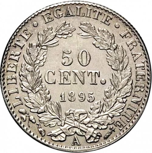 50 Centimes Reverse Image minted in FRANCE in 1895A (1871-1940 - Third Republic)  - The Coin Database