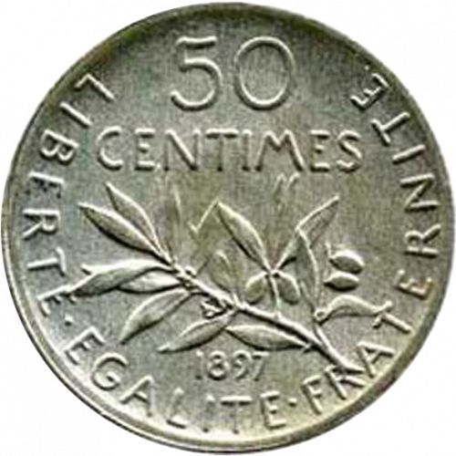 50 Centimes Reverse Image minted in FRANCE in 1897 (1871-1940 - Third Republic)  - The Coin Database