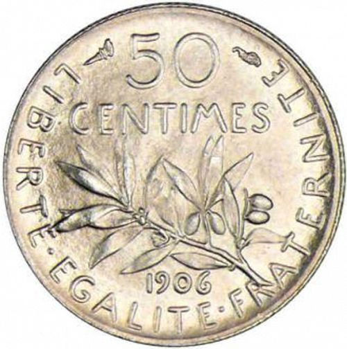 50 Centimes Reverse Image minted in FRANCE in 1906 (1871-1940 - Third Republic)  - The Coin Database