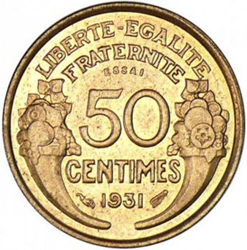 50 Centimes Reverse Image minted in FRANCE in 1931 (1871-1940 - Third Republic)  - The Coin Database