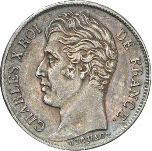half Franc Obverse Image minted in FRANCE in 1827A (1824-1830 - Charles X)  - The Coin Database