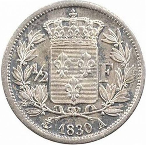 half Franc Reverse Image minted in FRANCE in 1830A (1824-1830 - Charles X)  - The Coin Database
