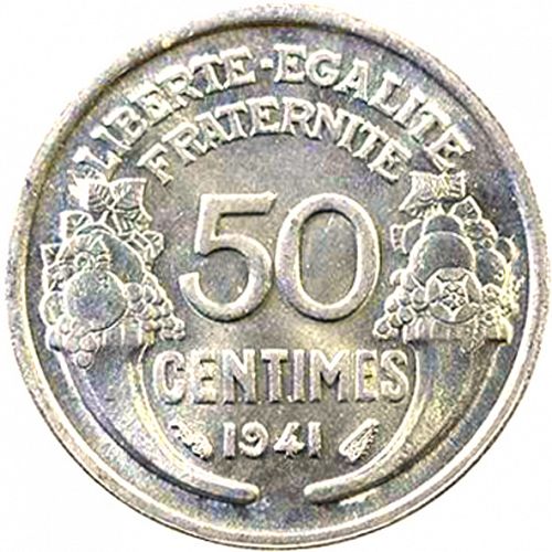 50 Centimes Reverse Image minted in FRANCE in 1941 (1940-1944 - Vichy State)  - The Coin Database