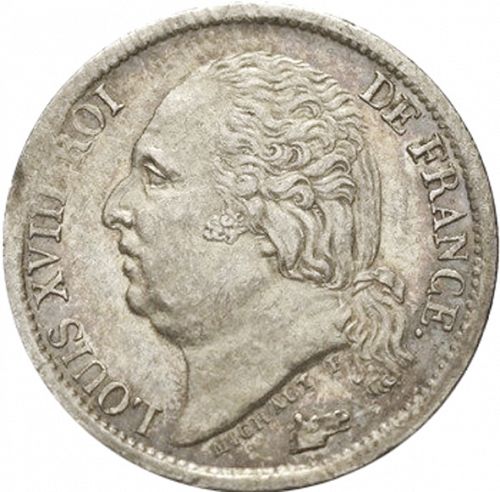half Franc Obverse Image minted in FRANCE in 1817A (1814-1824 - Louis XVIII)  - The Coin Database