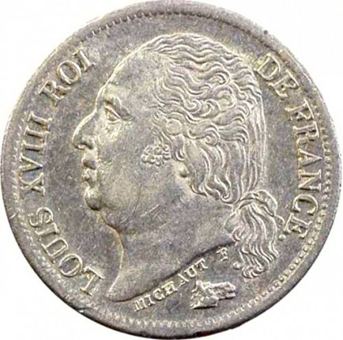 half Franc Obverse Image minted in FRANCE in 1820A (1814-1824 - Louis XVIII)  - The Coin Database