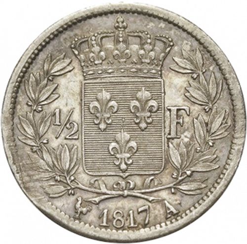half Franc Reverse Image minted in FRANCE in 1817A (1814-1824 - Louis XVIII)  - The Coin Database