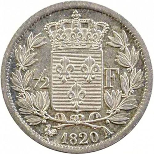 half Franc Reverse Image minted in FRANCE in 1820A (1814-1824 - Louis XVIII)  - The Coin Database