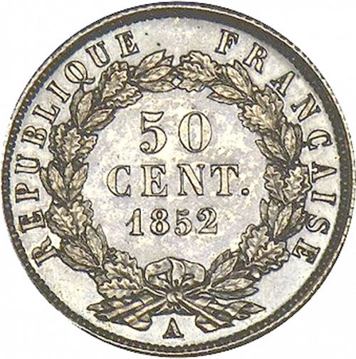 50 Centimes Reverse Image minted in FRANCE in 1852A (1852 - Louis-Napoléon)  - The Coin Database