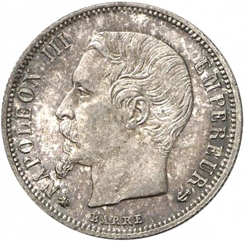 50 Centimes Obverse Image minted in FRANCE in 1859BB (1852-1870 - Napoléon III)  - The Coin Database