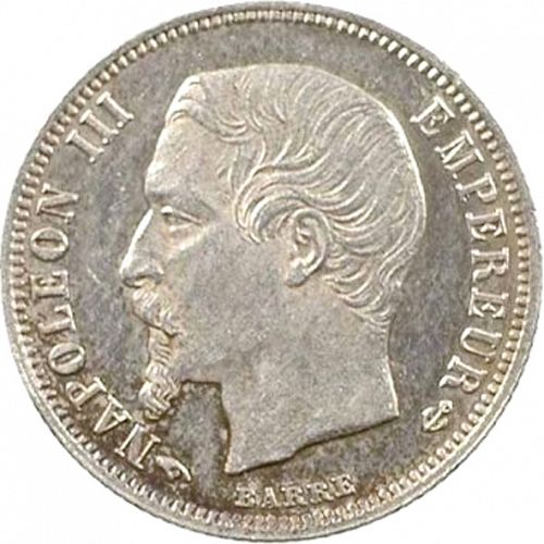 50 Centimes Obverse Image minted in FRANCE in 1860A (1852-1870 - Napoléon III)  - The Coin Database
