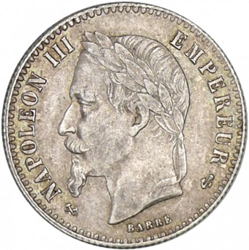 50 Centimes Obverse Image minted in FRANCE in 1865K (1852-1870 - Napoléon III)  - The Coin Database