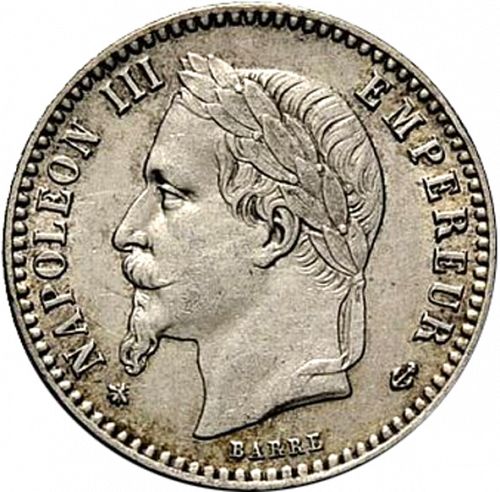 50 Centimes Obverse Image minted in FRANCE in 1868A (1852-1870 - Napoléon III)  - The Coin Database