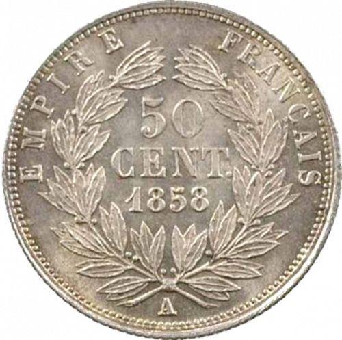50 Centimes Reverse Image minted in FRANCE in 1858A (1852-1870 - Napoléon III)  - The Coin Database