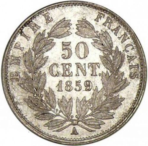 50 Centimes Reverse Image minted in FRANCE in 1859A (1852-1870 - Napoléon III)  - The Coin Database