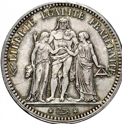 5 Francs Obverse Image minted in FRANCE in 1848BB (1848-1852 - Second Republic)  - The Coin Database