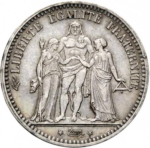 5 Francs Obverse Image minted in FRANCE in 1849BB (1848-1852 - Second Republic)  - The Coin Database