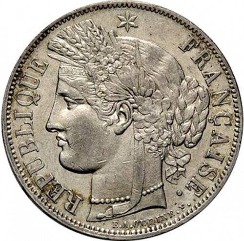 5 Francs Obverse Image minted in FRANCE in 1850BB (1848-1852 - Second Republic)  - The Coin Database