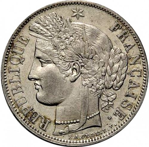 5 Francs Obverse Image minted in FRANCE in 1850BB (1848-1852 - Second Republic)  - The Coin Database