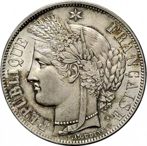 5 Francs Obverse Image minted in FRANCE in 1851A (1848-1852 - Second Republic)  - The Coin Database