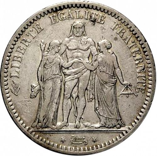 5 Francs Obverse Image minted in FRANCE in 1872A (1871-1940 - Third Republic)  - The Coin Database