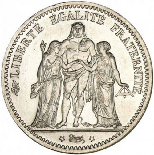 5 Francs Obverse Image minted in FRANCE in 1873A (1871-1940 - Third Republic)  - The Coin Database