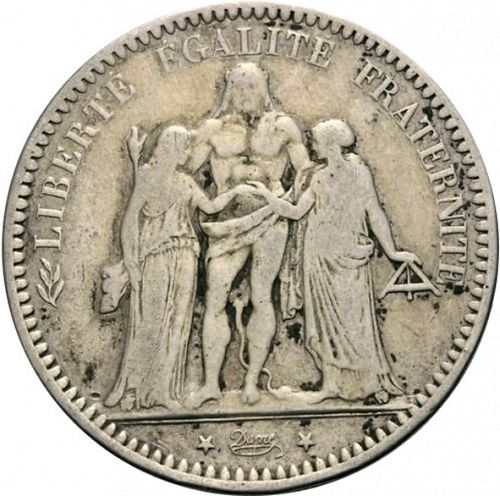 5 Francs Obverse Image minted in FRANCE in 1873K (1871-1940 - Third Republic)  - The Coin Database