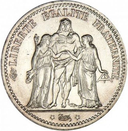 5 Francs Obverse Image minted in FRANCE in 1874A (1871-1940 - Third Republic)  - The Coin Database