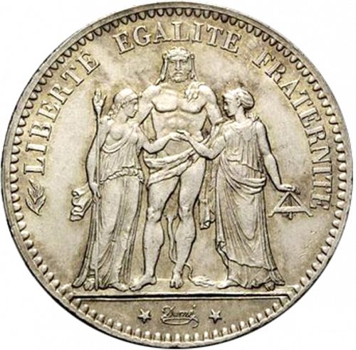 5 Francs Obverse Image minted in FRANCE in 1877A (1871-1940 - Third Republic)  - The Coin Database
