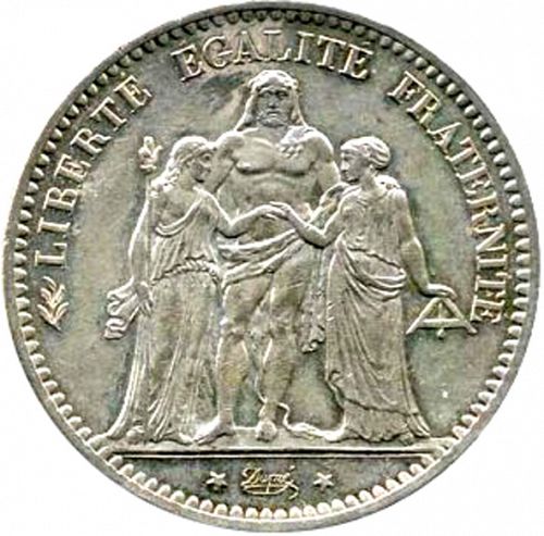 5 Francs Obverse Image minted in FRANCE in 1878A (1871-1940 - Third Republic)  - The Coin Database