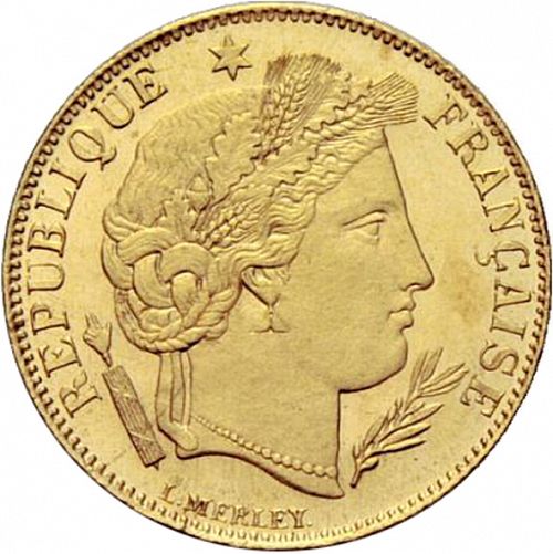5 Francs Obverse Image minted in FRANCE in 1889A/C (1871-1940 - Third Republic)  - The Coin Database