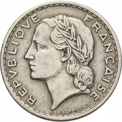 5 Francs Obverse Image minted in FRANCE in 1952 (1947-1958 - Fourth Republic)  - The Coin Database