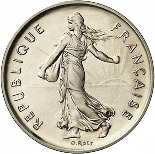 5 Francs Obverse Image minted in FRANCE in 1975 (1959-2001 - Fifth Republic)  - The Coin Database