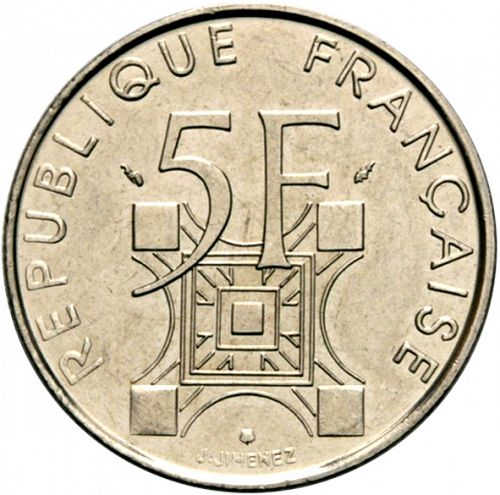 5 Francs Reverse Image minted in FRANCE in 1989 (1959-2001 - Fifth Republic)  - The Coin Database