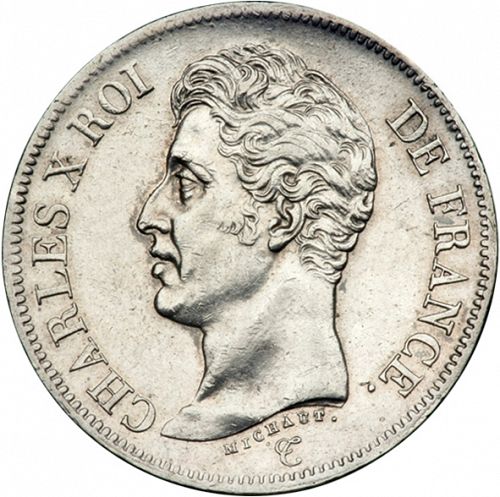5 Francs Obverse Image minted in FRANCE in 1826B (1824-1830 - Charles X)  - The Coin Database